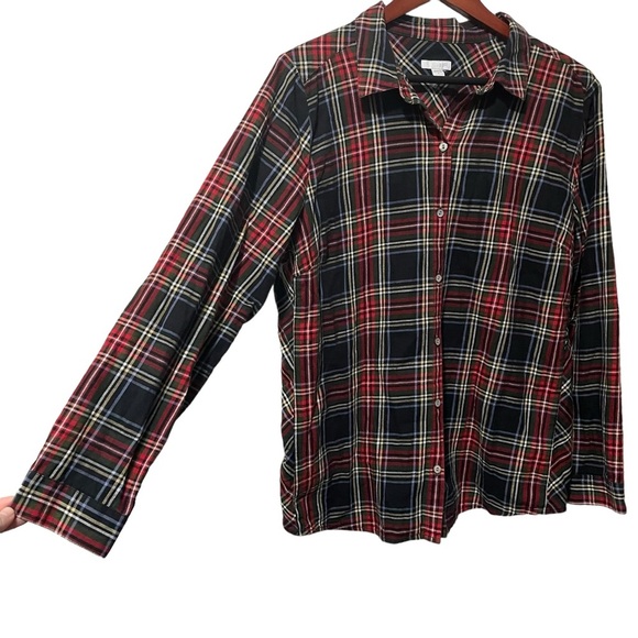 J. Jill Tartan Plaid Long Sleeve Collared Button Down Red and Black Size Large - Picture 3 of 6